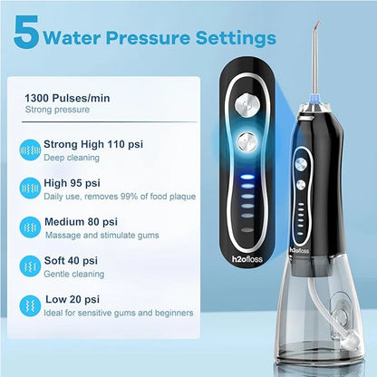 Water Dental Flosser Teeth Pick Portable Oral Irrigator with 5 Modes IPX7