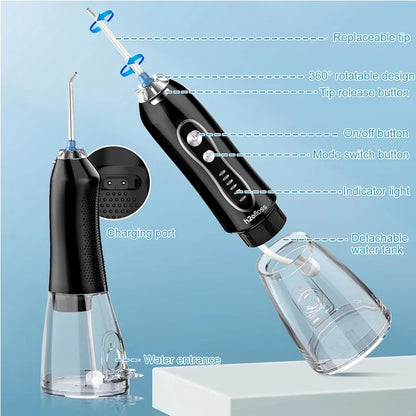 Water Dental Flosser Teeth Pick Portable Oral Irrigator with 5 Modes IPX7